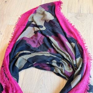 Zadig & Voltaire Pink-Trim Camouflage Scarf